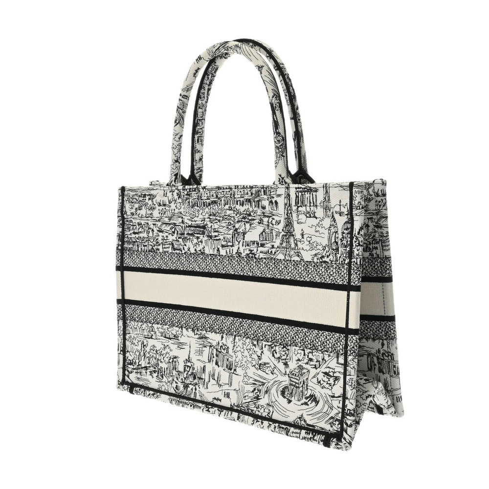 Dior Paris Over White Bag Tote Black All Book Canvas CHRISTIAN White Black